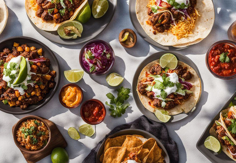 A table with plates of food